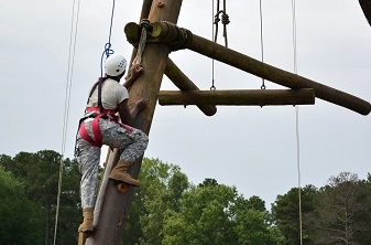 JROTC cadet on ropes course
