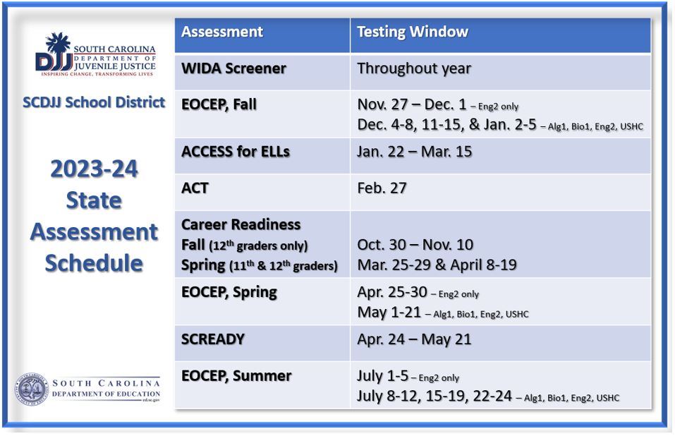 2023-24 State Assessment Schedule