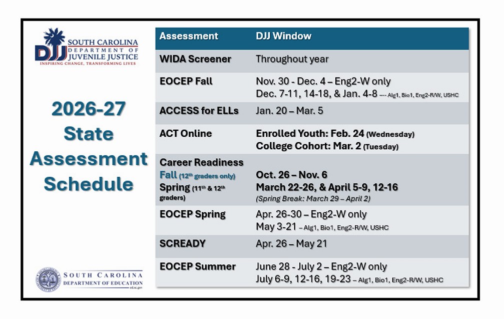 2026-27 State Assessment Schedule