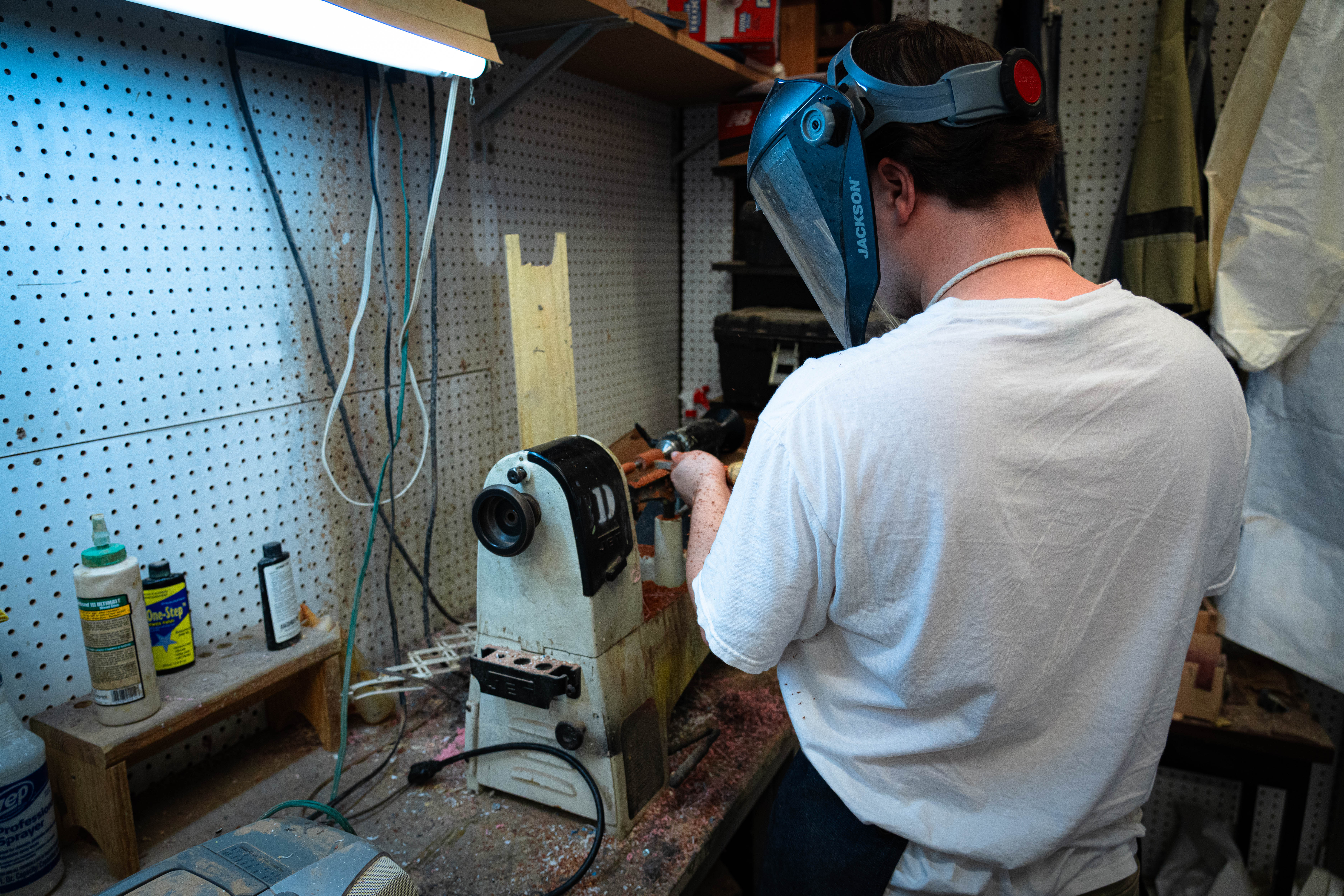 Youth in woodshop